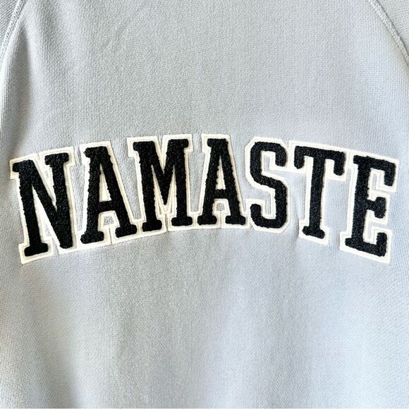 NWT Manduka X Spiritual Gangster Bridget Raglan Blue NAMASTE Sweatshirt Sz Small - Picture 5 of 8